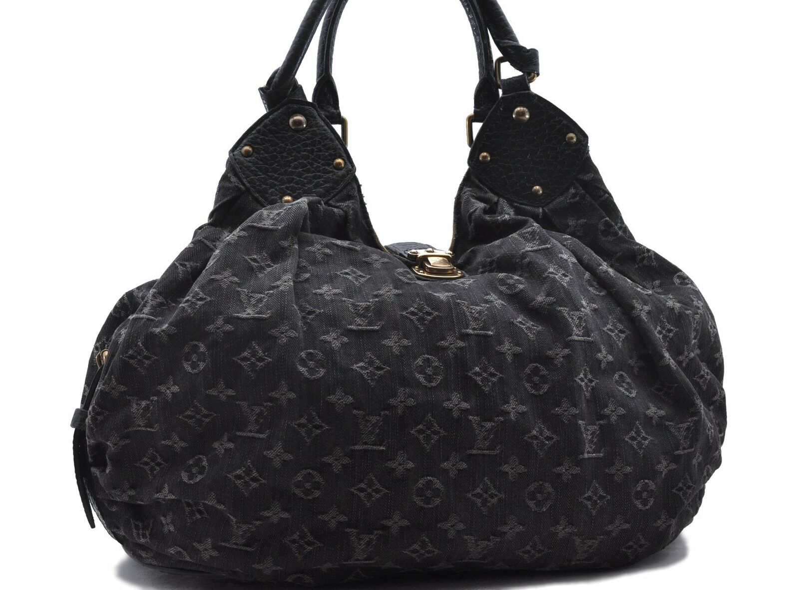 Auth LOUIS VUITTON Monogram Denim XL Shoulder Hand Bag Black M95510 LV 8388A