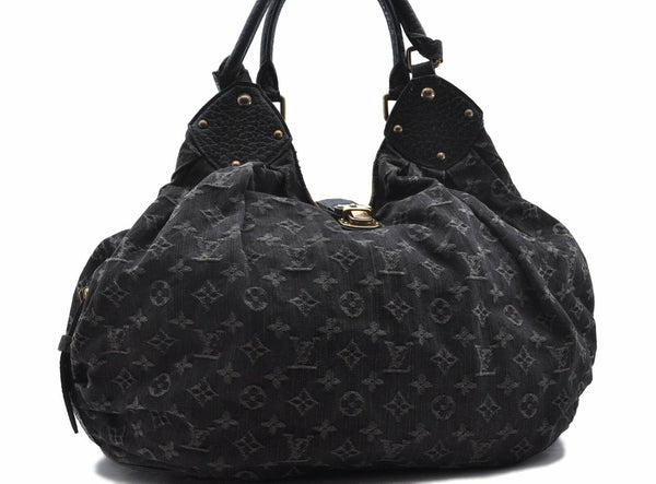 Auth LOUIS VUITTON Monogram Denim XL Shoulder Hand Bag Black M95510 LV 8388A