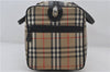 Authentic Burberrys Vintage Nova Check Canvas Leather Boston Bag Beige 8388E