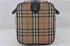 Authentic Burberrys Vintage Nova Check Canvas Leather Boston Bag Beige 8388E