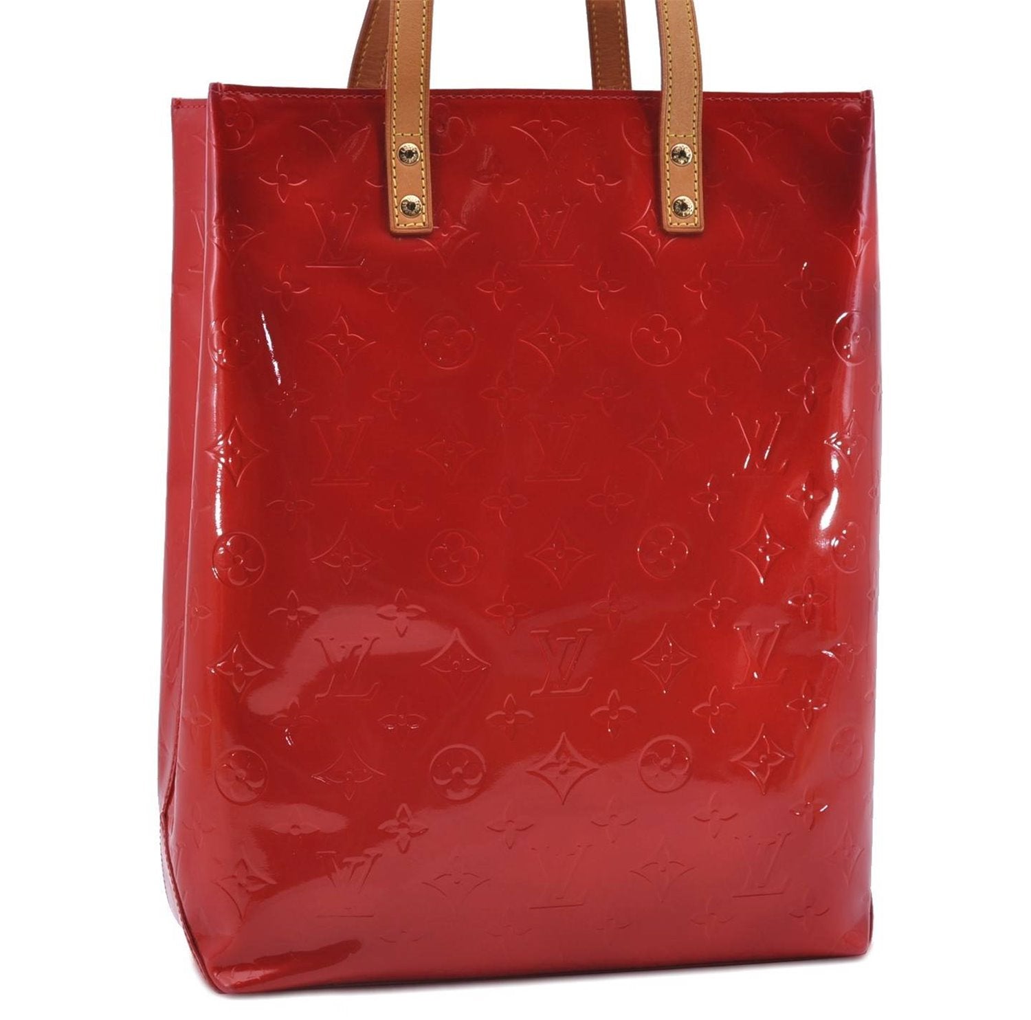 Authentic LOUIS VUITTON Vernis Reade MM Hand Bag Red M91086 LV 8398C