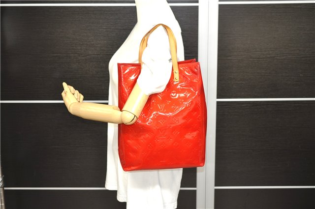 Authentic LOUIS VUITTON Vernis Reade MM Hand Bag Red M91086 LV 8398C