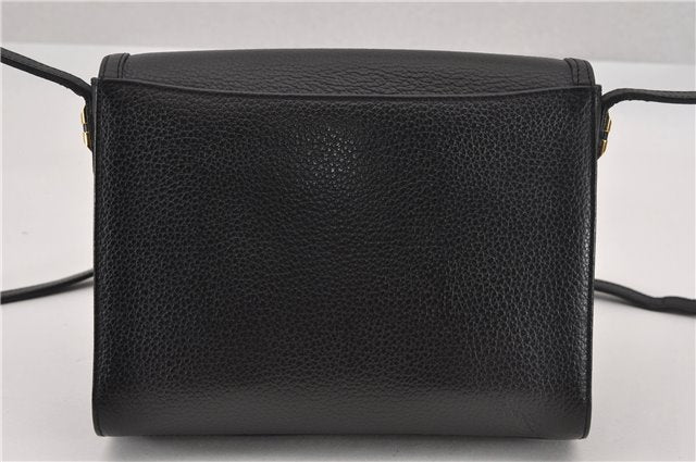 Authentic Burberrys Leather Shoulder Cross Body Bag Purse Black Box 8404F