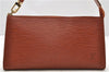 Authentic LOUIS VUITTON Epi Pochette Accessoires Pouch Brown M52953 LV 8409C