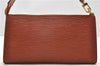 Authentic LOUIS VUITTON Epi Pochette Accessoires Pouch Brown M52953 LV 8409C