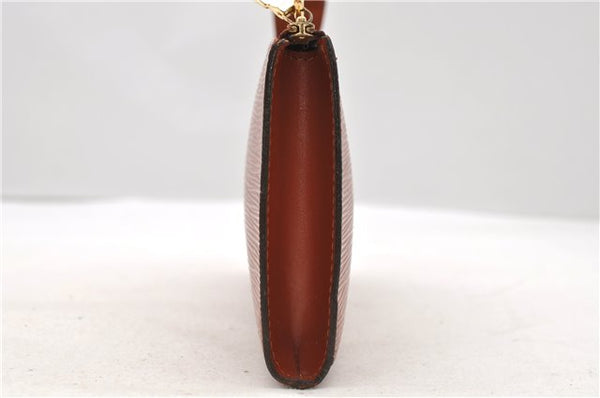 Authentic LOUIS VUITTON Epi Pochette Accessoires Pouch Brown M52953 LV 8409C