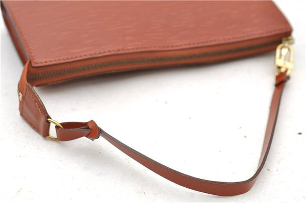 Authentic LOUIS VUITTON Epi Pochette Accessoires Pouch Brown M52953 LV 8409C