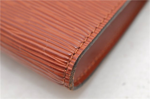 Authentic LOUIS VUITTON Epi Pochette Accessoires Pouch Brown M52953 LV 8409C