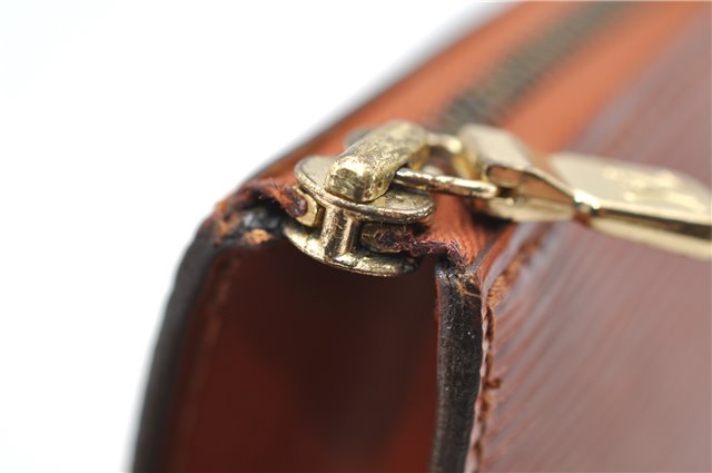 Authentic LOUIS VUITTON Epi Pochette Accessoires Pouch Brown M52953 LV 8409C