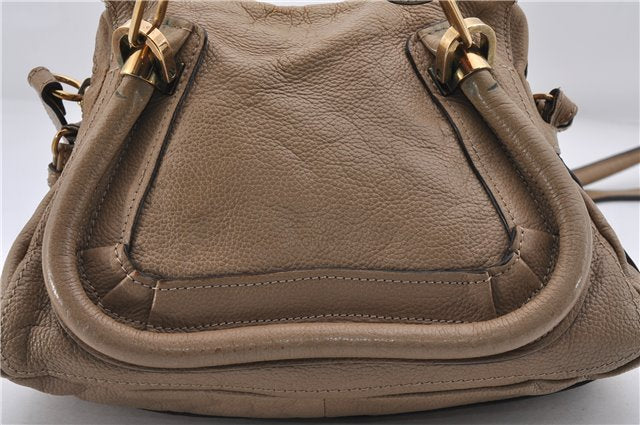 Authentic Chloe Paraty 2Way Shoulder Hand Bag Purse Beige 8410D