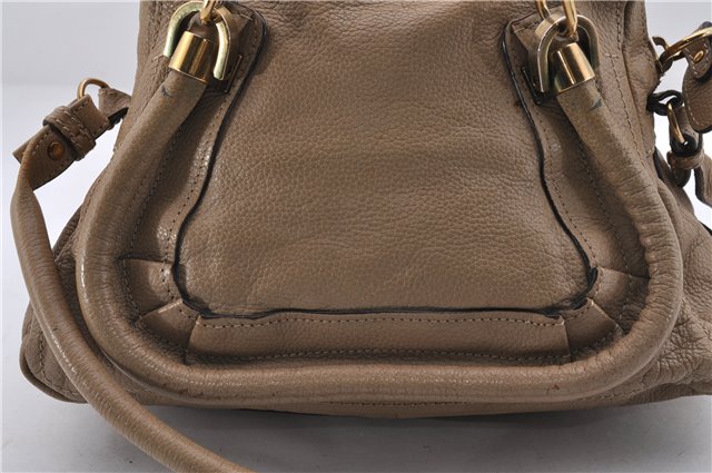 Authentic Chloe Paraty 2Way Shoulder Hand Bag Purse Beige 8410D