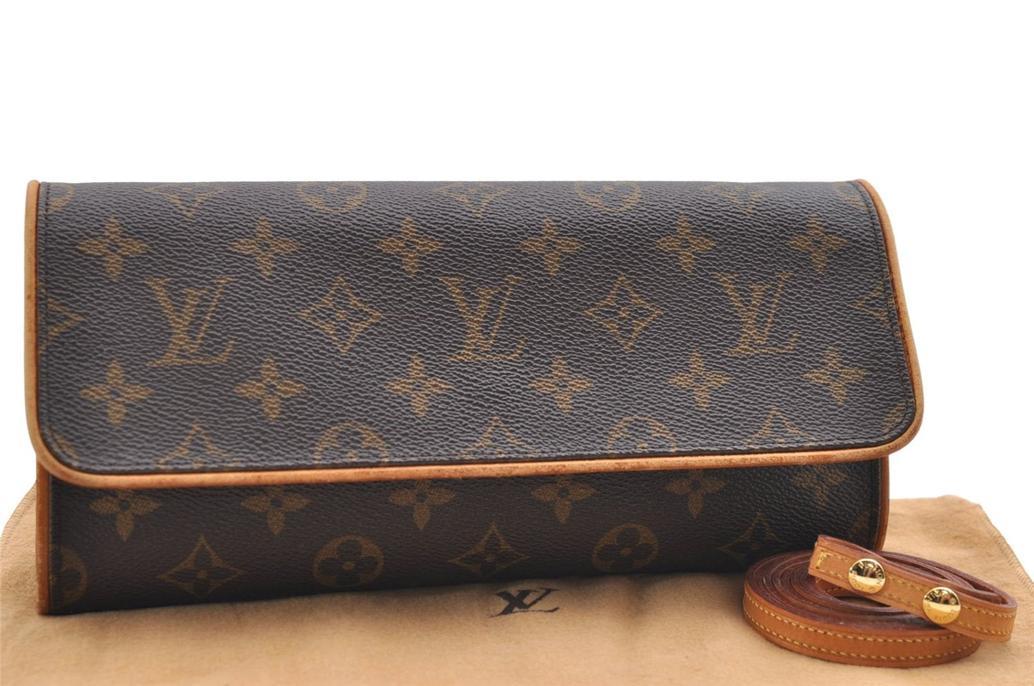 Authentic Louis Vuitton Monogram Pochette Twin GM Shoulder Bag M51852 LV 8416D