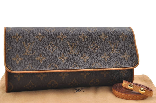 Authentic Louis Vuitton Monogram Pochette Twin GM Shoulder Bag M51852 LV 8416D