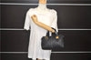 Authentic Burberrys Vintage Leather Hand Bag Purse Black 8421D