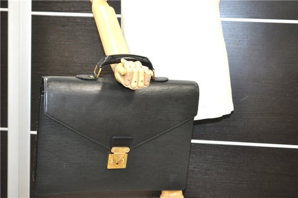 Authentic LOUIS VUITTON Epi Serviette Conseiller Black Briefcase M54422 LV 8424C