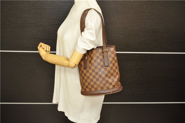 Authentic Louis Vuitton Damier Marais Bucket Shoulder Tote Bag N42240 LV 8425D