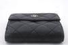 Authentic CHANEL Caviar Skin Matelasse Wallet Purse Black Box 8426C