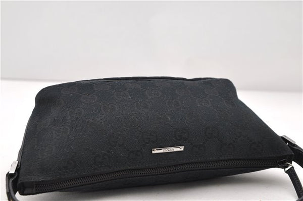 Authentic GUCCI Hand Bag Pouch Purse GG Canvas Leather 141809 Black 8428C