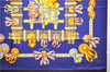 Authentic HERMES Carre 90 Scarf "LES RUBANS DU CHEVAL" Silk Blue Box 8430C