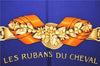 Authentic HERMES Carre 90 Scarf "LES RUBANS DU CHEVAL" Silk Blue Box 8430C