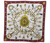 Authentic HERMES Carre 90 Scarf Key Tassel Motif Silk Bordeaux Red 8432C