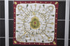 Authentic HERMES Carre 90 Scarf Key Tassel Motif Silk Bordeaux Red 8432C