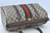 Authentic GUCCI Web Sherry Line Hand Boston Bag GG PVC Leather Brown Junk 8435B