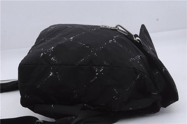 Authentic CHANEL Travel Line Backpack Nylon Black 8436D