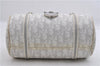 Auth Christian Dior Trotter Romantic Ribbon Hand Bag PVC Leather White 8437D