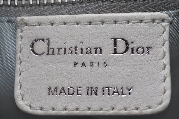 Auth Christian Dior Trotter Romantic Ribbon Hand Bag PVC Leather White 8437D