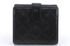 Authentic CHANEL Lamb Skin Matelasse Bifold Wallet Purse Black CC 8444C