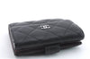 Authentic CHANEL Lamb Skin Matelasse Bifold Wallet Purse Black CC 8444C