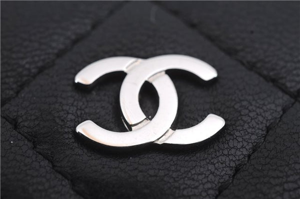 Authentic CHANEL Lamb Skin Matelasse Bifold Wallet Purse Black CC 8444C