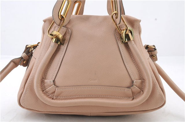 Authentic Chloe Paraty 2Way Shoulder Hand Bag Purse Pink Beige 8445C