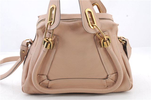 Authentic Chloe Paraty 2Way Shoulder Hand Bag Purse Pink Beige 8445C