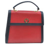 Authentic CELINE Vintage Hand Bag Purse Leather Red Navy 8445G