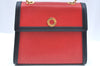 Authentic CELINE Vintage Hand Bag Purse Leather Red Navy 8445G