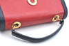 Authentic CELINE Vintage Hand Bag Purse Leather Red Navy 8445G