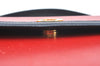 Authentic CELINE Vintage Hand Bag Purse Leather Red Navy 8445G