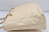 Authentic CHANEL Enamel Chocolate Bar Chain Shoulder Tote Bag Ivory 8447D