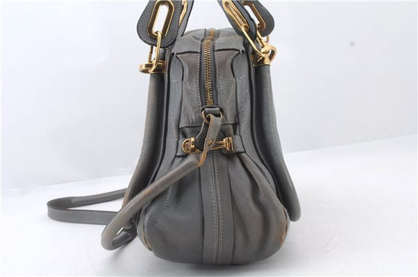 Authentic Chloe Paraty 2Way Shoulder Hand Bag Purse Gray 8449C