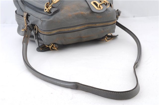 Authentic Chloe Paraty 2Way Shoulder Hand Bag Purse Gray 8449C