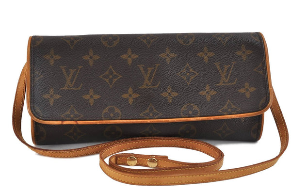 Authentic LOUIS VUITTON Monogram Pochette Twin GM Shoulder Bag M51852 LV 8450C