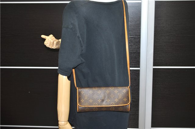 Authentic LOUIS VUITTON Monogram Pochette Twin GM Shoulder Bag M51852 LV 8450C