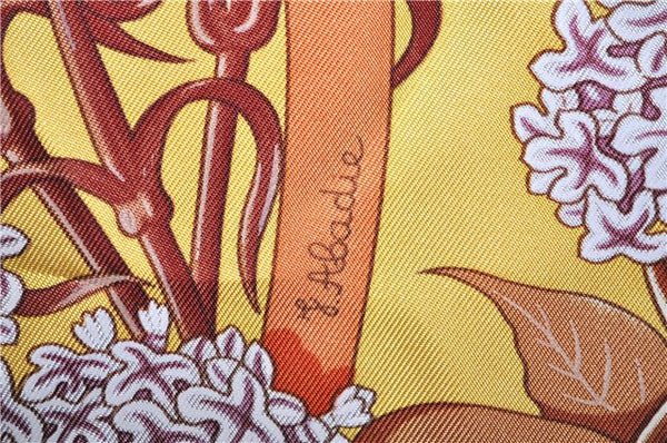 Authentic HERMES Carre 90 Scarf "Fleurs de L'Opera" Silk Purple Yellow 8453F