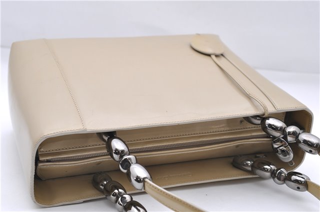 Authentic Christian Dior Maris Pearl Shoulder Tote Bag Enamel Ivory 8454D