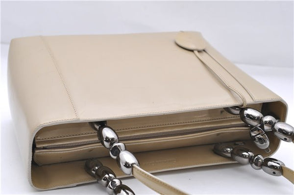 Authentic Christian Dior Maris Pearl Shoulder Tote Bag Enamel Ivory 8454D