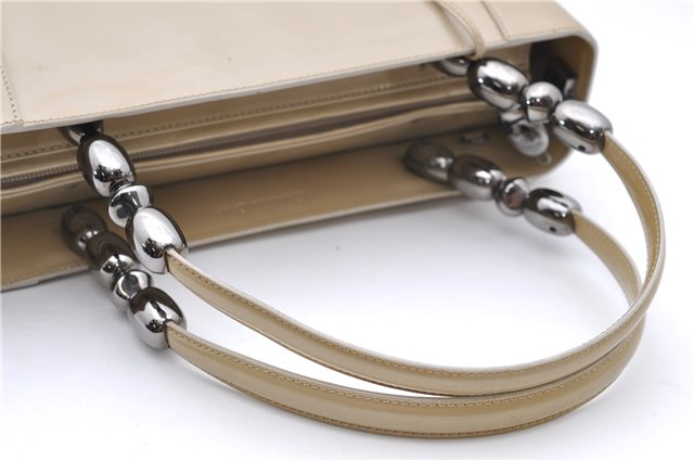 Authentic Christian Dior Maris Pearl Shoulder Tote Bag Enamel Ivory 8454D