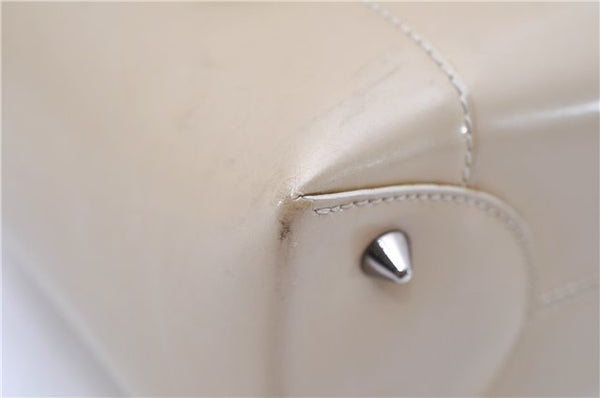 Authentic Christian Dior Maris Pearl Shoulder Tote Bag Enamel Ivory 8454D