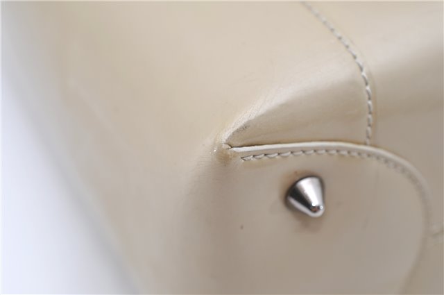 Authentic Christian Dior Maris Pearl Shoulder Tote Bag Enamel Ivory 8454D